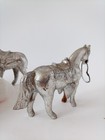 2 Vintage Cast Metal Horse Figurines Western Silver Finish USA *Broken read* — photo 4