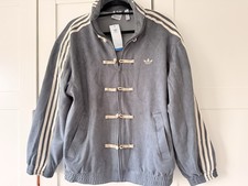 Adidas Original Trend Fashionable Retro Jacket Grey With Cream Stripes Size M