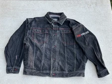 FUBU Black Denim Jacket XXXL Logo Embroidered 1992 Hip Hop Streetwear Vintage
