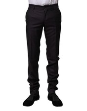 Dolce & Gabbana Black Wool Patterned Formal Men's Pants