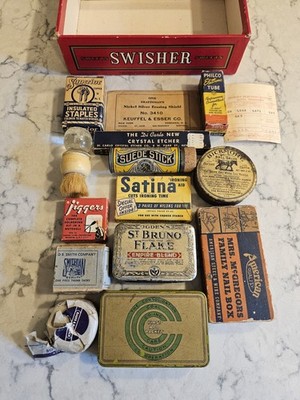 Vintage Advertising Tin & Box lot - St.Bruno Coal Co First Aid Jiggers Bickmore