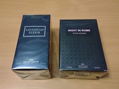Men s Cologne Lot (2) 100ml EDT   Savannah Elixir + Night in Rome   New Sealed