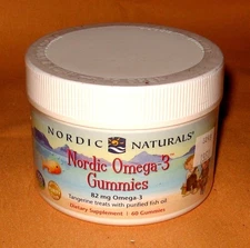 Nordic Naturals Nordic Omega-3 Gummies, Tangerine - 60 Gummies  - 82 mg Total Om