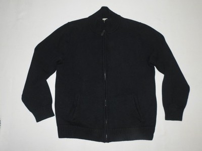 NWT LL Bean Full Zip Sweater Mens L Navy Blue Cotton Mock Neck Cardigan Casual