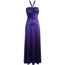 Xscape by Joanna Chen Purple Satin Halter Evening Gown Formal Dress Size 8