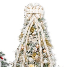 Christmas Tree Topper Bow 53x15 Inches Large Christmas Bow with Glitter Strea...