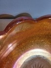 Jeannette Crackle Marigold Carnival Glass Bowl Dark Orange Scallop 7 1/2" — photo 3