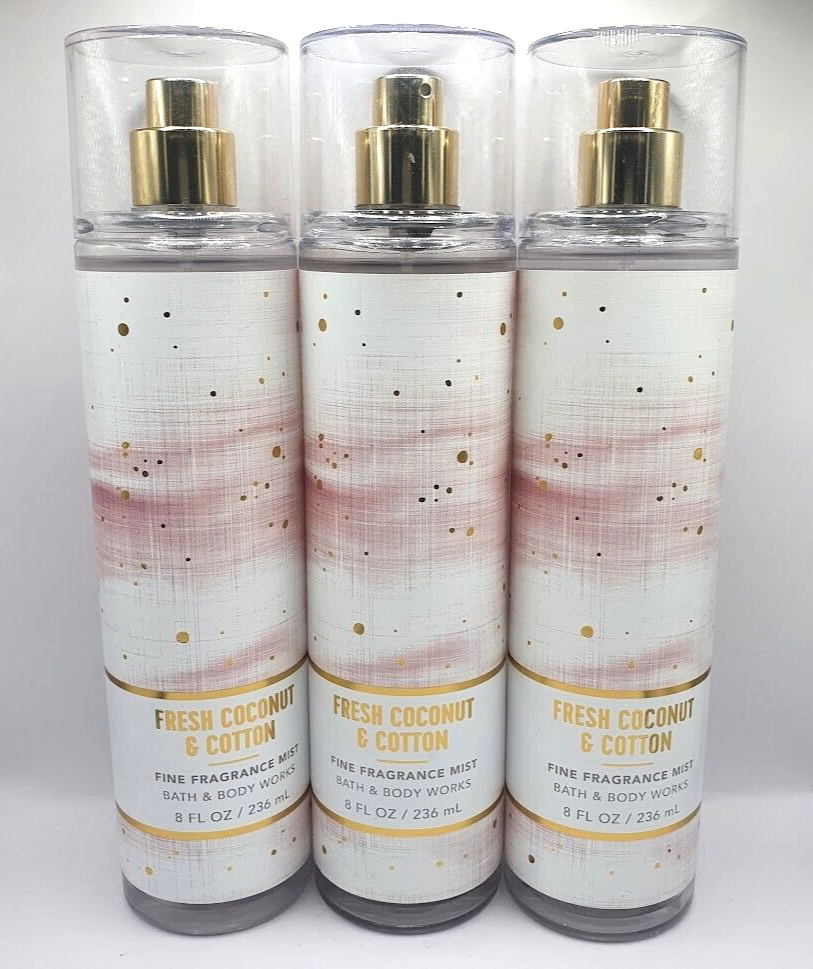 Bath & Body Works Fresh Coconut Cotton Body Mist 3-Pack 8 fl oz