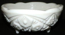 McKee Concord Toltec Pattern Milk Glass Footed Bowl — listing 2