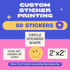 50 2x2 Custom Printed Full Color Outdoor Vinyl Car Bumper Sticker Decal Die Cut