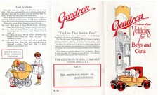 1930's GENDRON WHEEL CO. SCOOTER Pedal Car TRICYCLE Advertising Brochure CATALOG