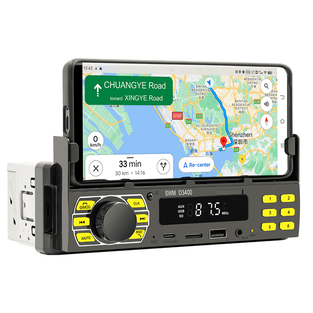 Car Stereo Radio Bluetooth AUX Single 1Din MP3 Player Digital Audio Positioner