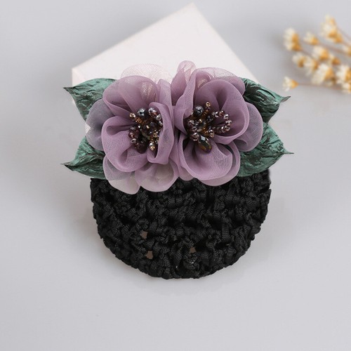 Women Satin Bow Barrette Double Bowknot Hair Net Hair Bun Barrette Hair Clip▱ - Picture 15 of 109