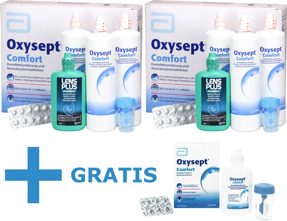 2x Oxysept Comfort Premium 3-Monats-Pack + 60ml Travelset (1L=39.21?) - Bild 1 von 1