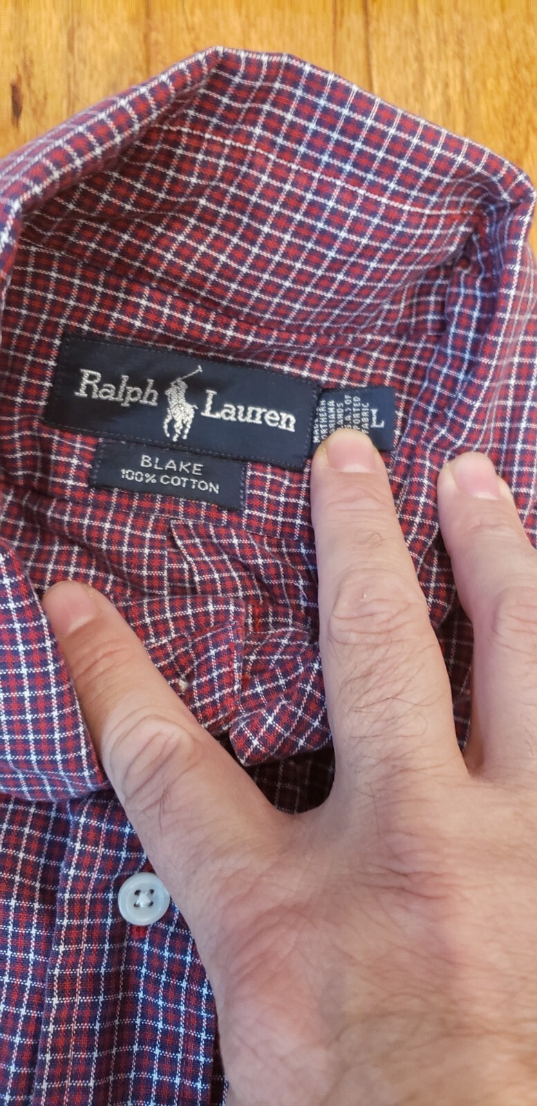 Rare Blake Ralph Lauren Cotton Shirt Mens L Button Up Long Sleeve with pony EUC image 3