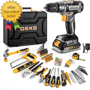 Cordless Drill Tool Kit Set: 20V Power Drill Tool Box with Battery Electric Dril