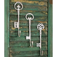 Brand new. Set of Three Iron Oversized Decorative Iron Key Hooks