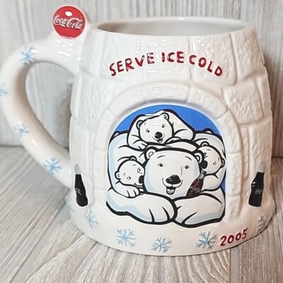 Coca-Cola Collectable Coffee Mug Item #3022FY06 3D Polar Bears In Igloo  White | eBay