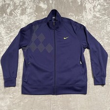 Nike Jacket Mens XXL Blue Track Mock Neck Full Zip Golf Polyester