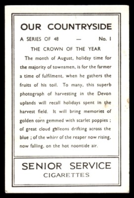 senior service cigarette cards 1938 Senior Service Our Countryside Cigarette Card #1 Crown of the Year  photo