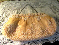 Vintage Small Jacqueline Pearl Beaded Framed Evening Bag with Chain Handle