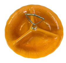 Mid Century Lane & Co Divided Serving Tray Candy Dish Van Nuys California Orange