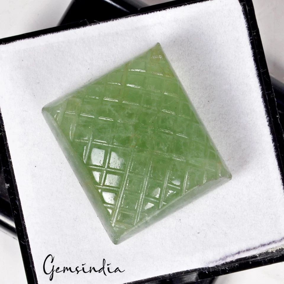 Gema solta esculpida à mão baguete fluorita verde natural não tratada 108,90 cts - Imagem 4 de 4