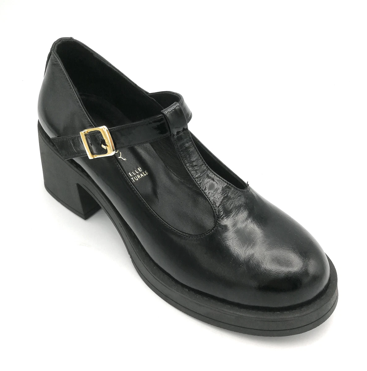 Scarpe Mary Jane Con Tacco Basso Vintage Lolita - Cinturino Regolabile - Colore Nero, Taglia 36