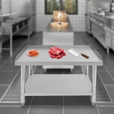 Commercial Work Table with Backsplash Sidesplash Prep Table for Kitchen Storage