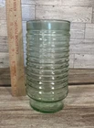 Vintage Anchor Hocking Green Glass Tumbler With Raised Rings Ribbed 16 Oz