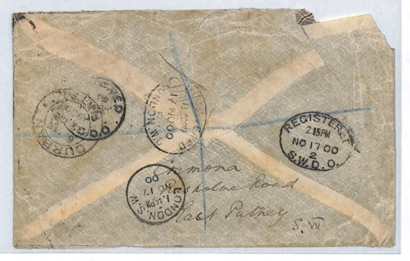 Sudáfrica NATAL Cubierta *Estcourt* 1900 CDS Reg'd Forwarded COUTTS Londres XJ179 Foto 3 de 4