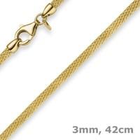 3Mm Strickcollier Kette Halsschmuck, 585 Gold Gelbgold, 42Cm, Damen, Goldkette