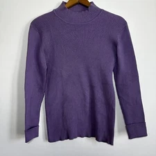 Scandia Woods Womens Sweater Small Purple Mock Neck Knit Long Sleeve Pullover
