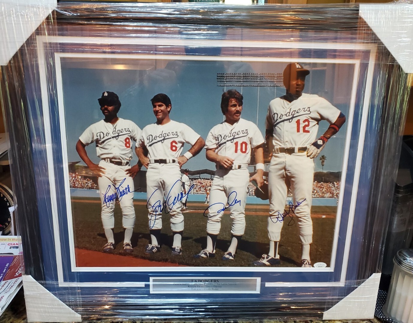 Smith Autographed Signed Los Angeles Dodgers NICE Framed Dodgers Cey Garvey Baker 16x20 Photo JSA 30 HR 