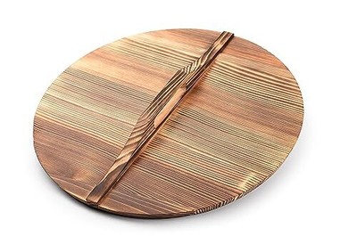 Wok Lid wood Fry Cover For Cast Iron Pan 13.5'' / 34 Cm Wok Accessory Condensatio