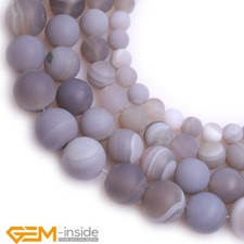 Natural Gemstone Botswana Agate Frosted Matte Loose Beads For Jewelry Making 15"