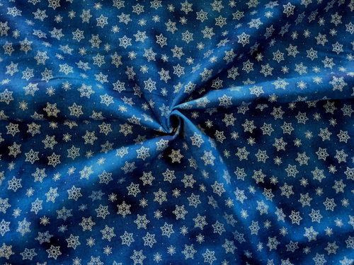 John Louden 100% Cotton Poplin Christmas Xmas Craft Fabric Denim Blue Snowflake - Picture 2 of 2