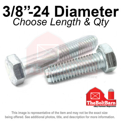3/8''-24 Grade 5 Hex Cap Screws FINE Thread SAE Hex Bolts (Pick Length & Qty)