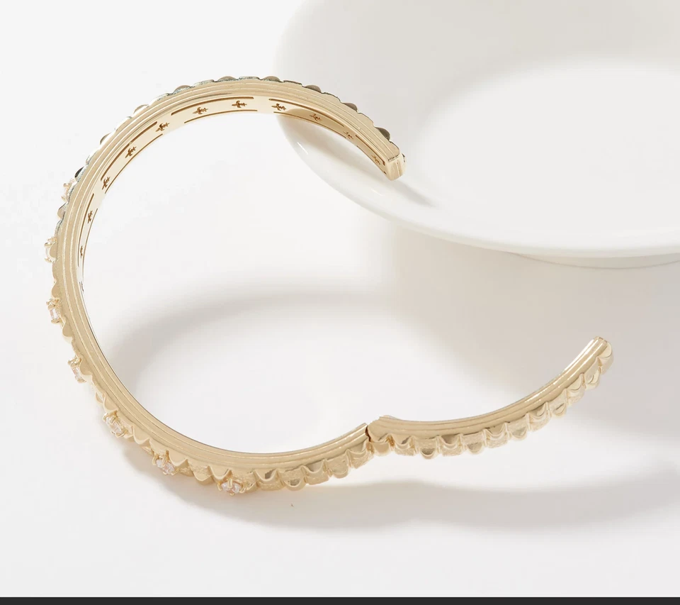 Brazalete JUDITH RIPKA 14K revestido gofre esterlina circonita cúbica - pequeño - nuevo con etiquetas Foto 3 de 4