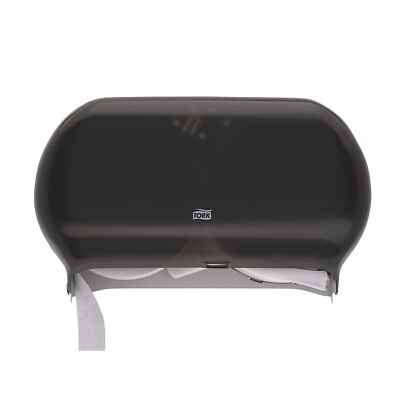 (1) Tork Twin Toilet Paper Roll Dispenser Smoke T24 Modern Look 59TR