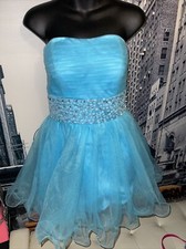 JJ’S HOUSE Beaded & Crystal Corset Top Gray Strapless Party Dress Sz 8