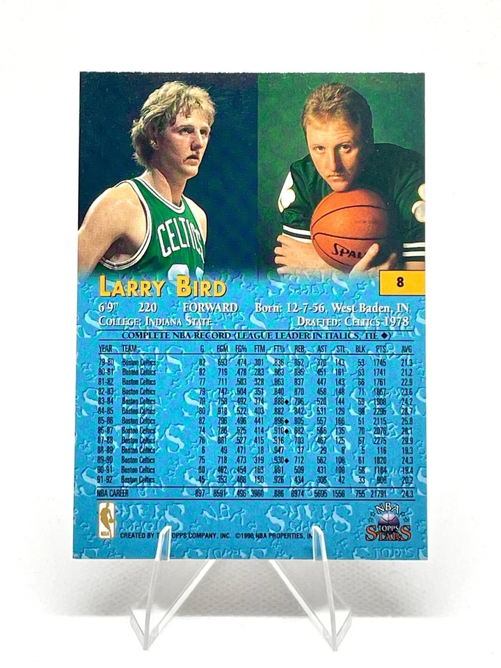 1996 Topps Stars #8 Larry Bird Boston Celtics NBA Basketball HOF - Image 2 of 3