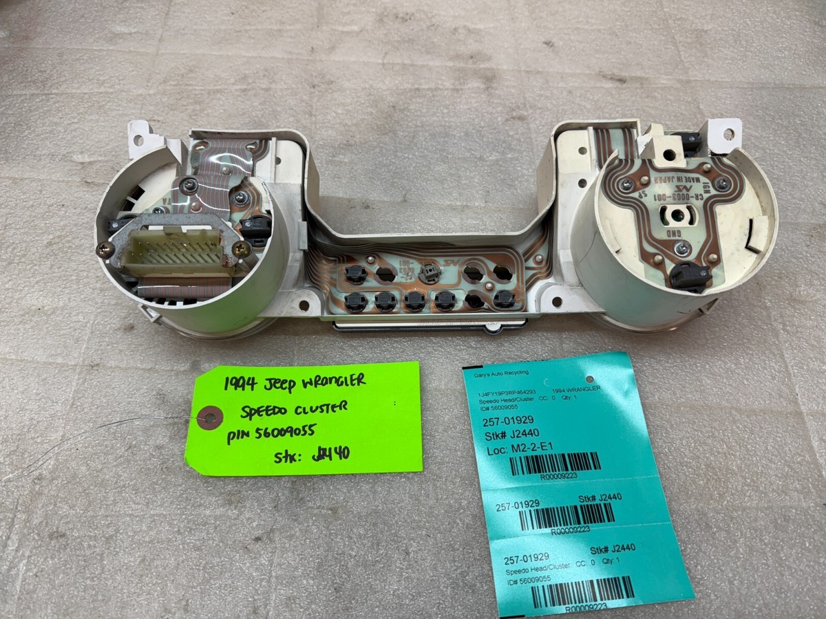 92-95 JEEP WRANGLER YJ OEM METRIC GAUGE CLUSTER SPEEDOMETER TACH