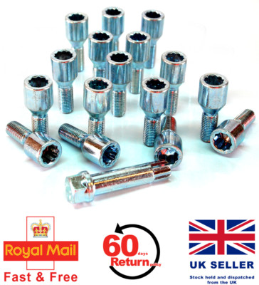 16 x Alufelgen Tuner Schrauben M12 x 1,5 mit 17mm Sechskant Stern Schlüssel - Toyota Aygo