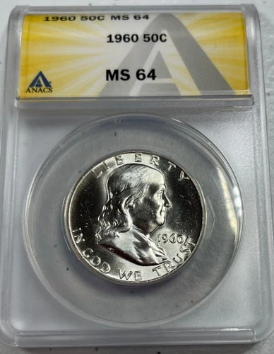 1960  Franklin US Half Dollar,   MS64 by ANACS,   a SUPERB looking coin!!!