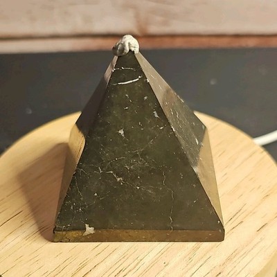 Black Shungite Stone Pyramid   53mm Polished Crystal Pyramid   9 oz