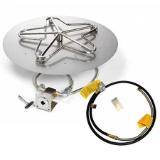 HPC Fire Match Light Gas Fire Pit Kit, 30in. Pan 18in. Torp Burner, LP Small