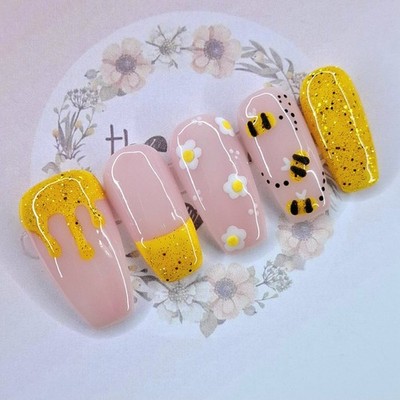 Honey Drip Bee Gel Press On Falsche Nägel, 10er Set