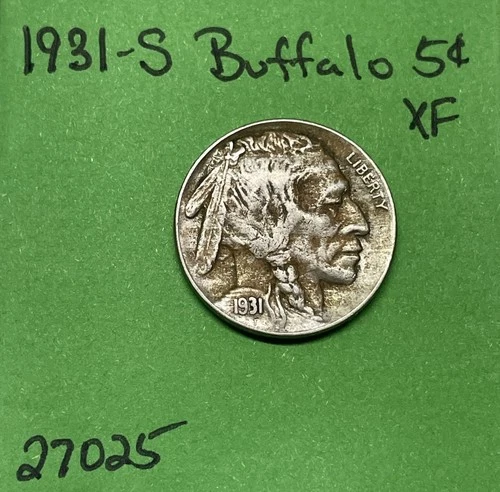 1931 S Buffalo / Indian Head Nickel 5c Xf Extra Fine
