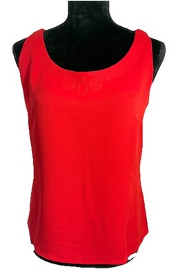 ESCADA 100% Silk Bright Red Sleeveless Scoop-Neck  Blouse